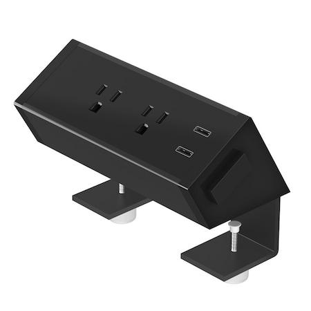 Officesource Outlet Tap, Desk Mount, USB, 2-3/4 ft., Black OSF9500BK